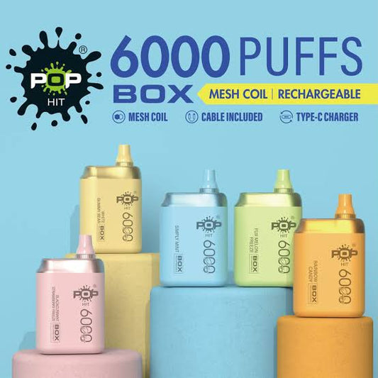 POP HIT 6000 PUFFS BOX RECHARGEABLE DISPOSABLE DEVICE