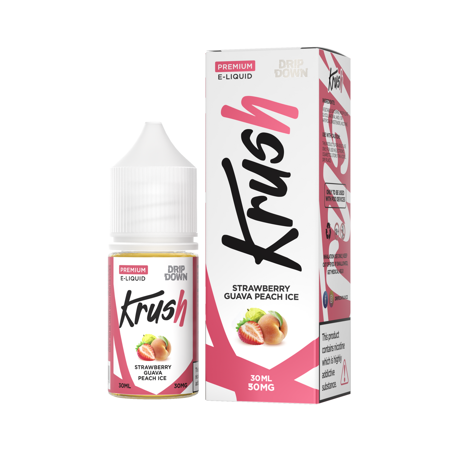 KRUSH BY DRIP DOWN STRAWBERRY GUAVA PEACH ICE 30ML