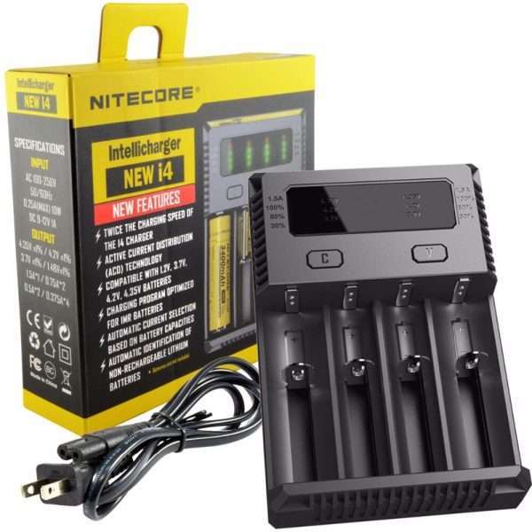 Original-Nitecore-I4-Battery-Charger-18650-14500-16340-26650-LCD-Li-ion-Charger-12V-Input-Charing