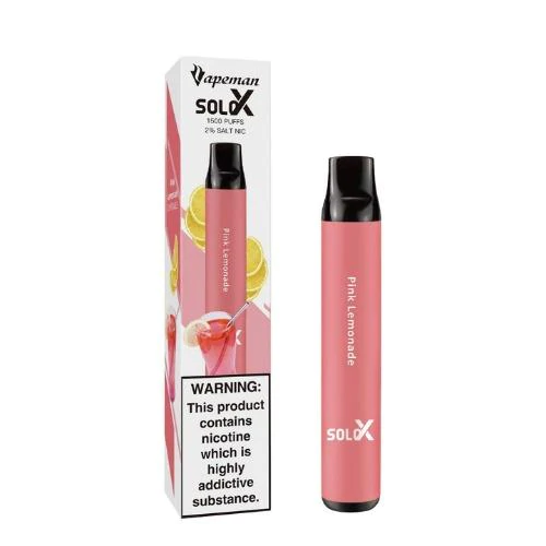 Dark Cloud Vapors provides VAPEMAN SOLOX PINK LEMONADE 1500 PUFFS in Karachi