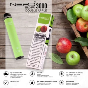 NERD BAR 3000 PUFFS DOUBLE APPLE DISPOSABLE 20MG