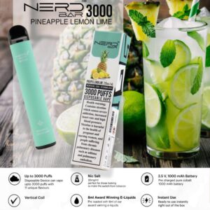 NERD BAR 3000 PUFFS PINEAPPLE LEMON LIME DISPOSABLE 20MG